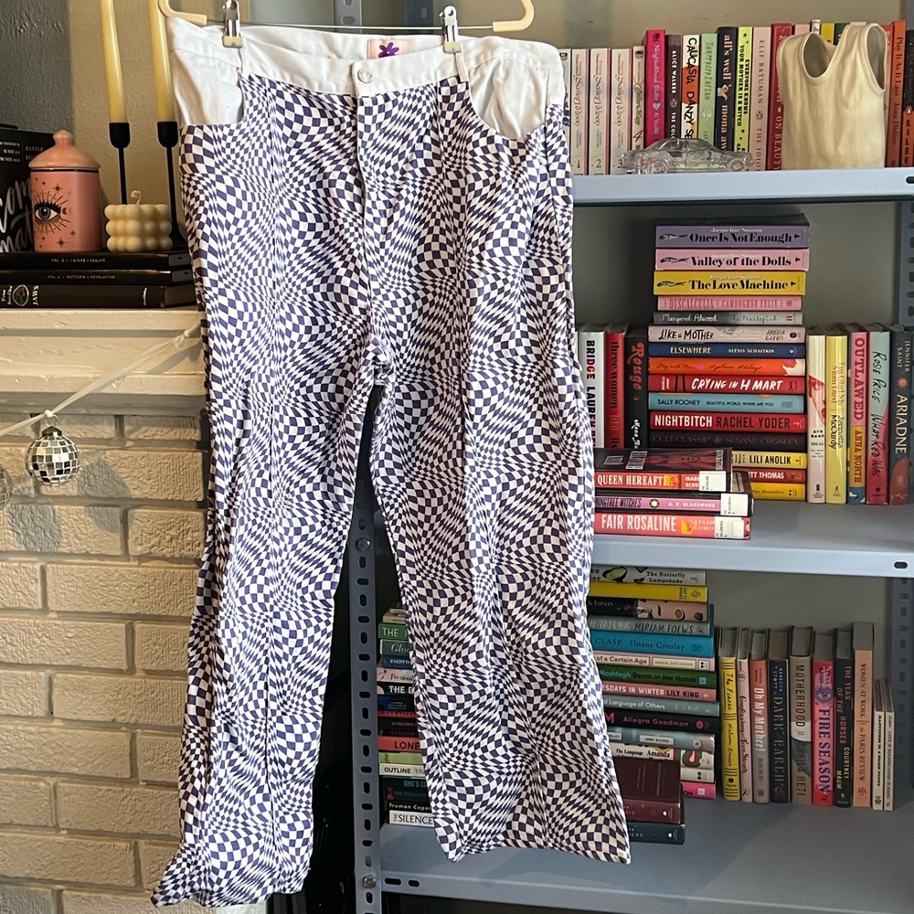Lisa Says Gah x KJP purple warp check jeans